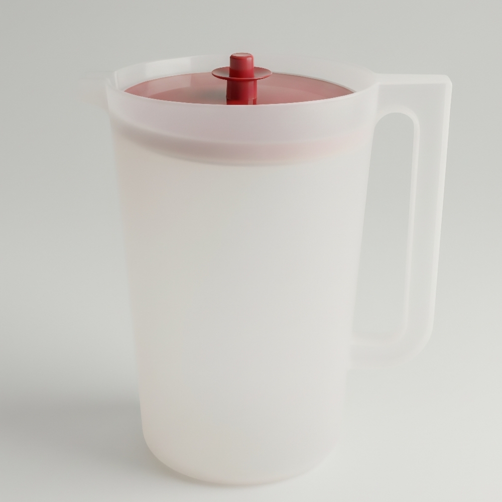 Tupperware 4L Gallon Servalier Pitcher Red Push Button Lid Vtg Sheer White - Picture 2 of 8